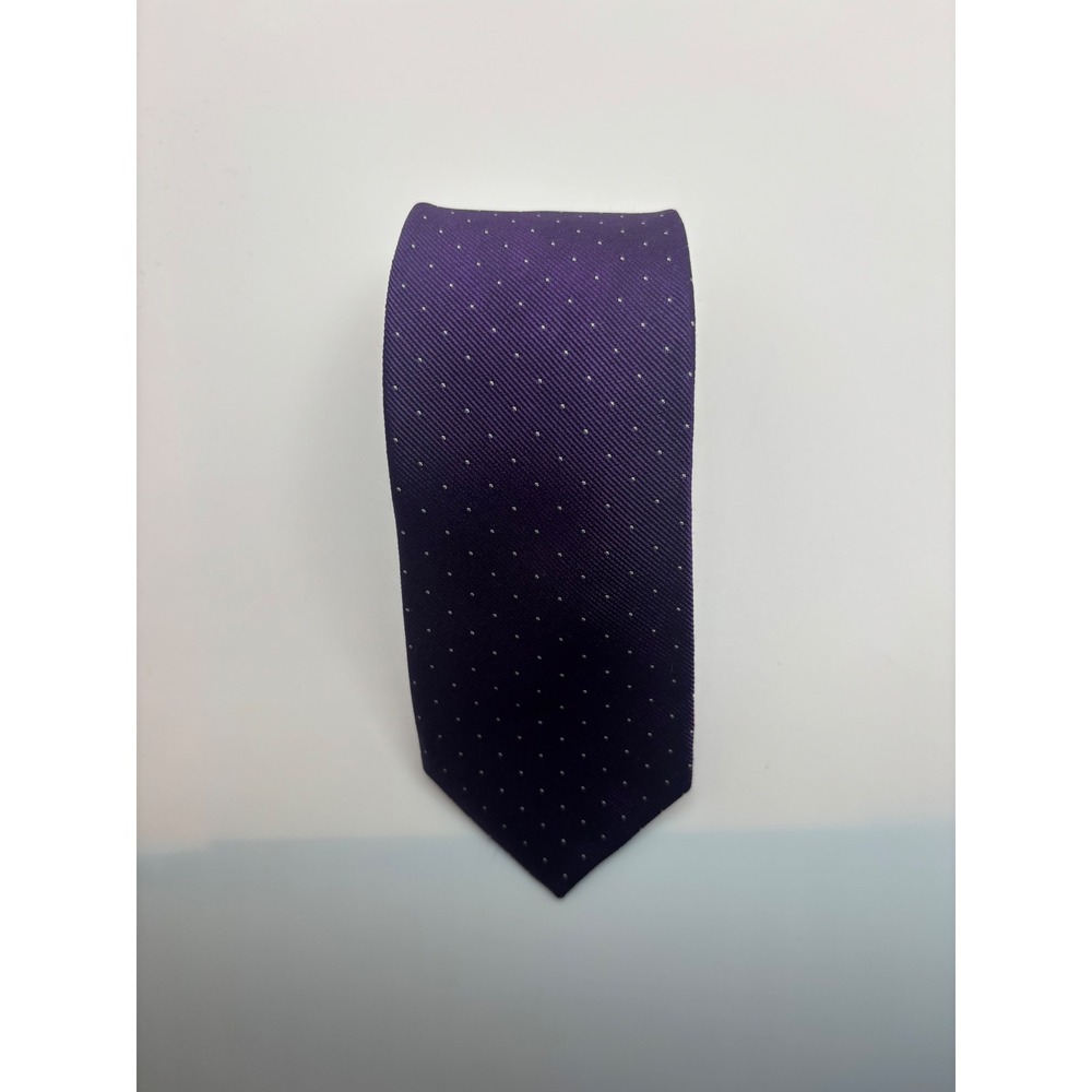 J.Crew Mens Purple Pin Dot 100% Silk Necktie Formal Business Classic Tie
